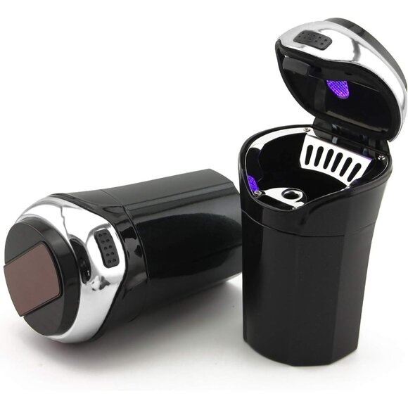 Other - Premium Stainless Steel Car Ashtray with Easy Clean Design & Blue Light Feature